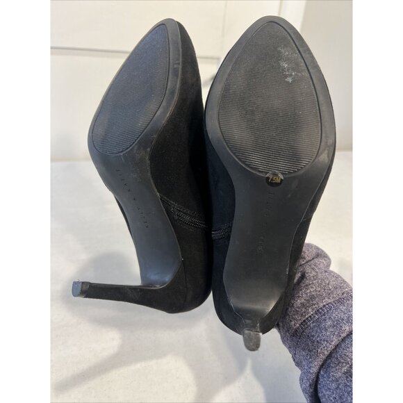 Kelly & Katie Black Suede Stiletto 4" Heel Ankle Booties Side Zipper Shoes 7.5 - Picture 7 of 7